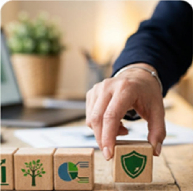 Insurance professionals reviewing business risk documents